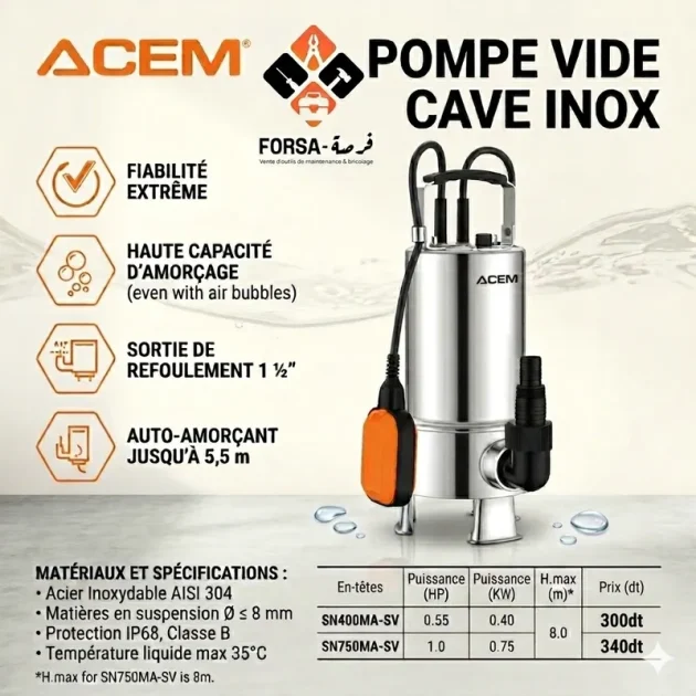 Pompe vide cave inox 24/25
