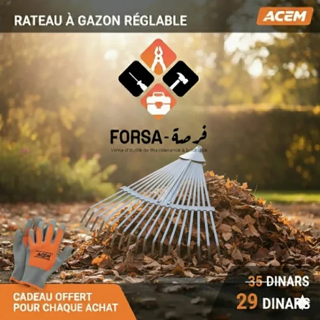 Rateau à gazon réglable avec gant gratuit