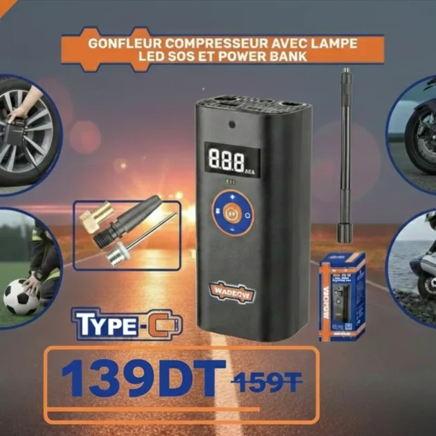 Gonfleur  compresseur et Power  Power Bank WAAM572