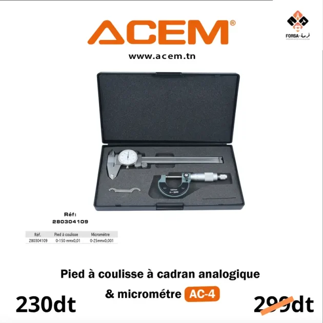 Pied a coulisse à Cardan et micromètre AC-4
