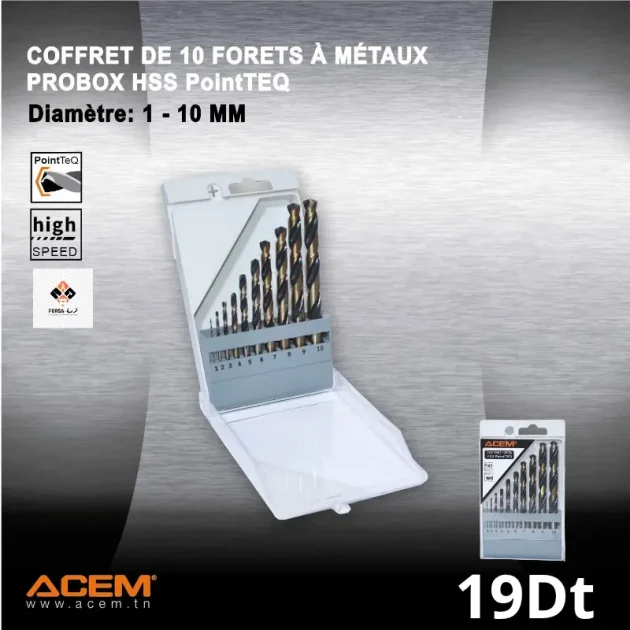 Jeux de 10 forets a métaux