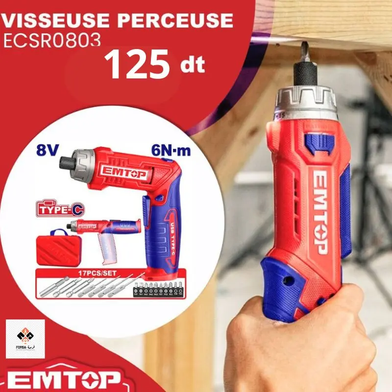 PERCEUSE VISSEUSE REG 8V EMTOP ECSR0803
